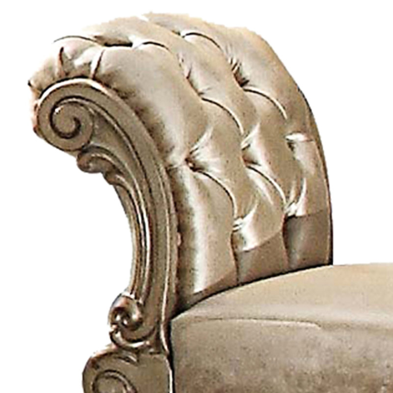Tabouret de coiffeuse rectangulaire de style classique de 28 po de hauteur x 25 po de largeur et 20 po de profondeur avec garniture patinée dorée