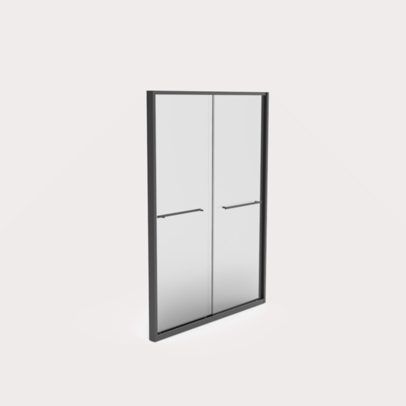 56-60"X70" Aluminum Frame Double Sliding Shower Door,Bypass Bathroom Sliding Door With Premium 5/16" (8Mm) Clear Tempered Glass, Black Hardware Sliding Glass Shower Enclosure,Matte Black Finished