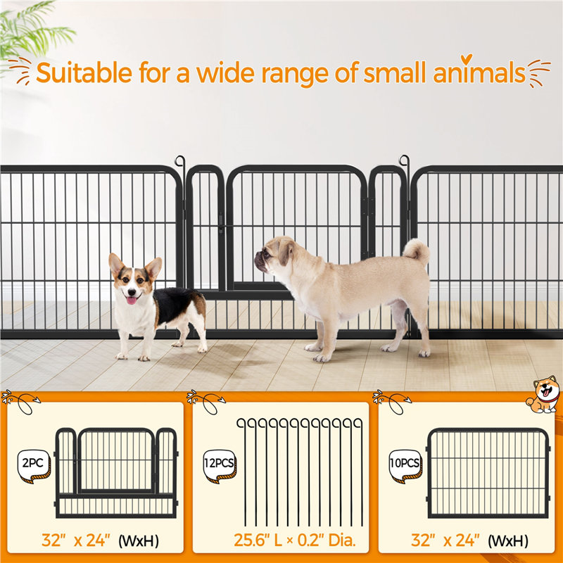 Enclos pour chien robuste en métal, H 24 po x l 24 po x P 0,6 po