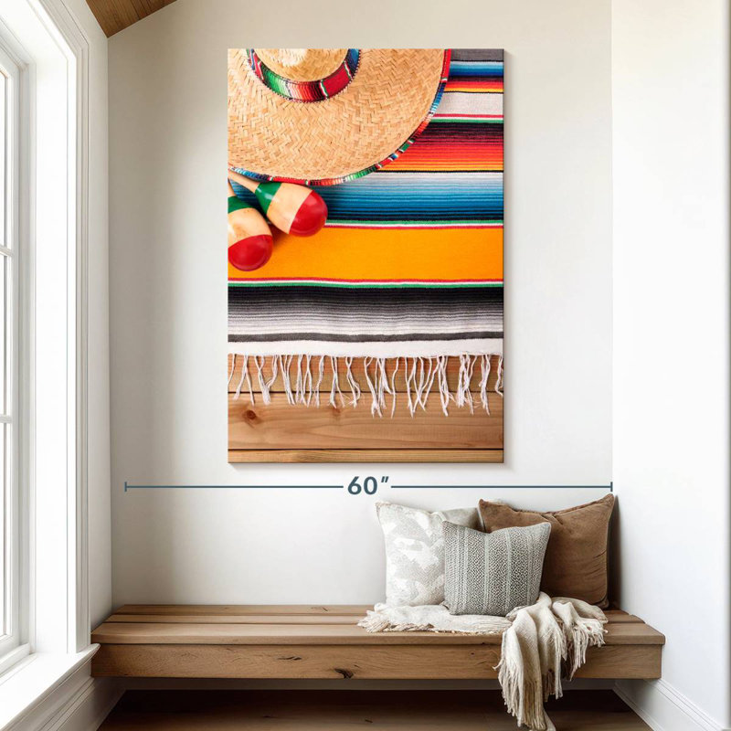 Abarca Sombrero Serape And Maracas, 51" H x 34" W