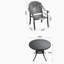 Ensemble de 5 meubles de patio en aluminium coulé avec cadre noir et coussins de siège