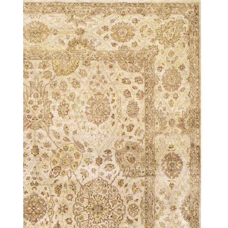 Wool Oriental Area Rug in Cream, Rectangle 6' x 9'