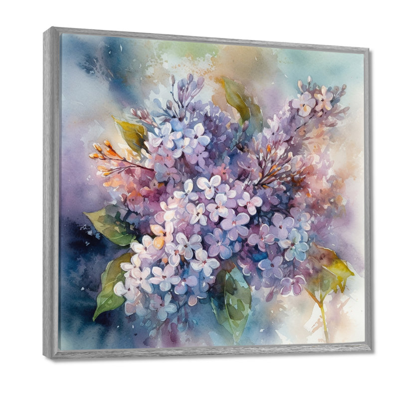Mauve, vert, beaux lilas IV - impression, H 24 po x l 24 po, Encadrement argenté