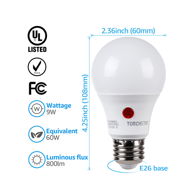 A19 LED Light Bulb 60W(Equive), E26/Medium (Standard) Base, 2700