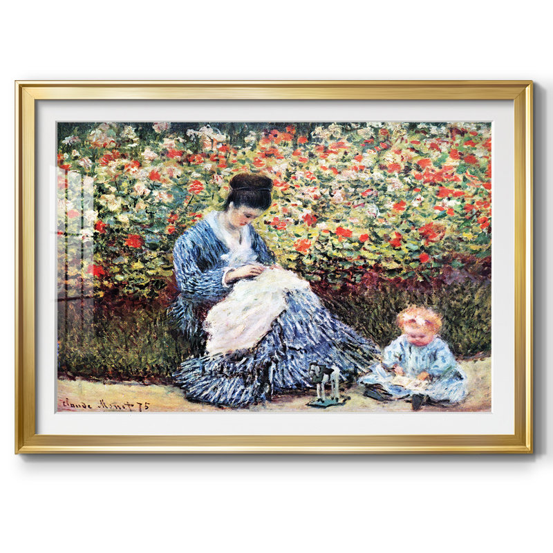 «Madame Monet and Child», reproduction encadrée sur papier par Claude Monet, Or, H 19 po x l 27 po x P 1,5 po