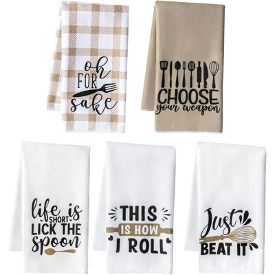5Pcs Funny Kitchen Dish Towel Set Absorbent Quick Dry Cloth Dish Tea Towels Reusable Bar Hand Dishcloths Decor For Bathroom Kitchen Home Supplies