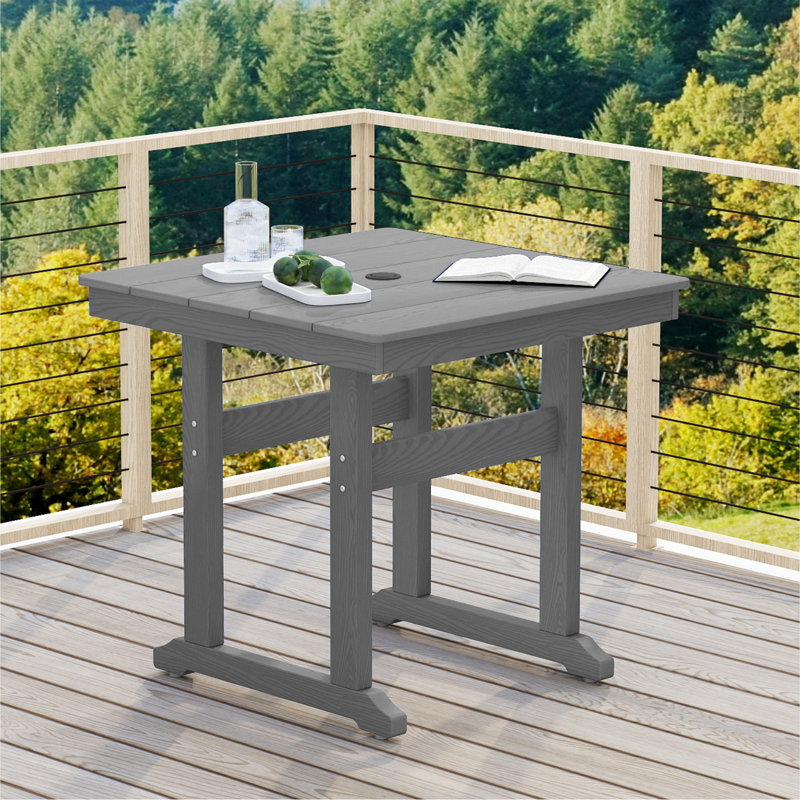 Table de salle à manger d'extérieur carrée 32,1 po Hikdpe, Gris