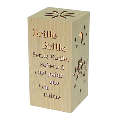 Joshanae Wood Veneer Brille Brille Petite Etoile Sais Tu a Quel Pooint Que L'on T'aime Night Light