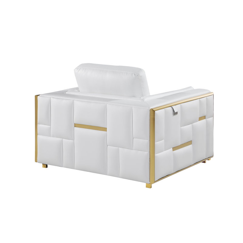 Fauteuil Basford, Cuir véritable blanc