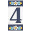 Sevillano 2.13" x 4.38" Ceramic Floral Address Number Wall Tile in White/Blue