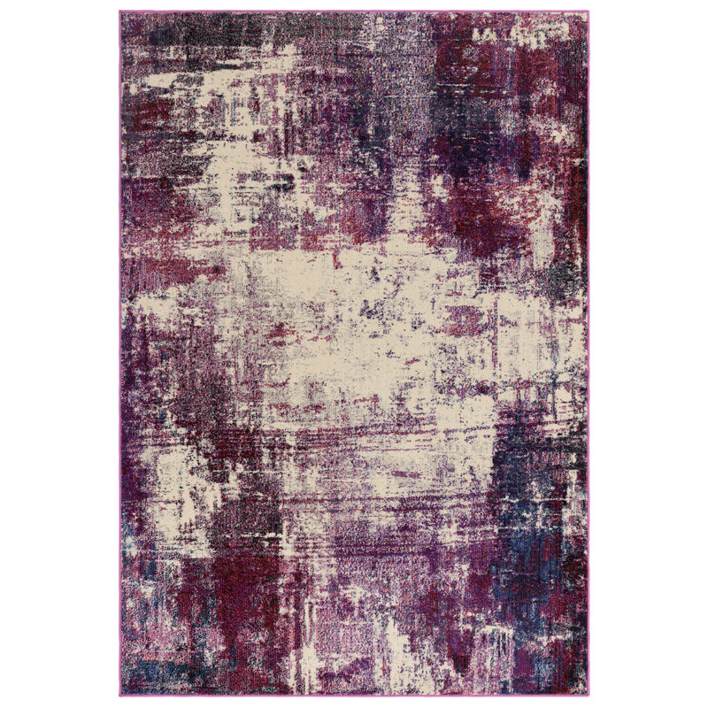Enosburgh Abstract Purple Area Rug, Rectangle 80 x 150cm