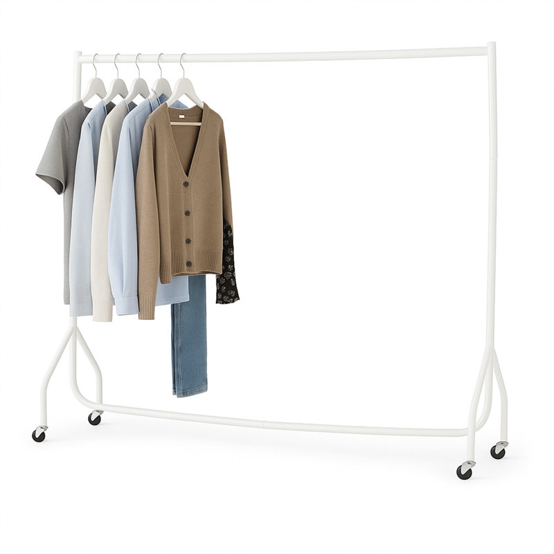 183cm White Heavy Duty Clothes Rail Metal Garment Rack for Hanging Clothing