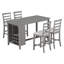 Ensemble de salle à manger 5 pièces multifonctionnel en bois d'hévéa à hauteur de comptoir avec chaises rembourrées et compartiment à vin intégré à 9 bars, porte-verres à vin-846303485