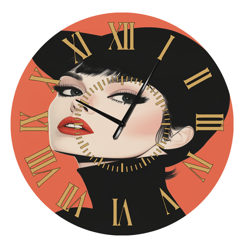Horloge murale en métal à la mode et rétro couleur orange rétro, Surdimensionné