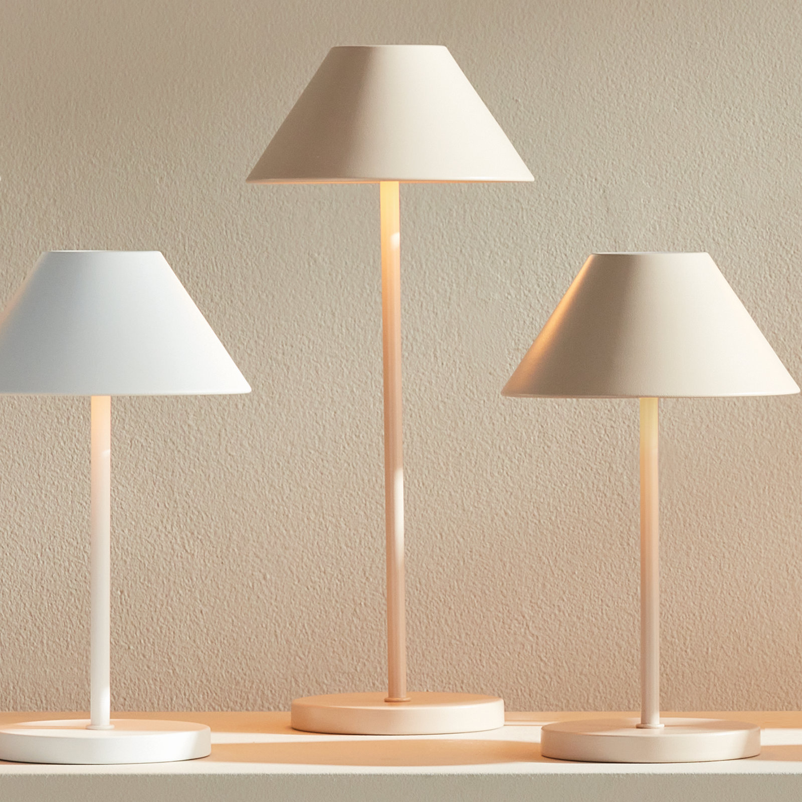 Ealey Metal Cordless Table Lamp, Cream, Cream, 14'' H x 6'' W x 6'' D