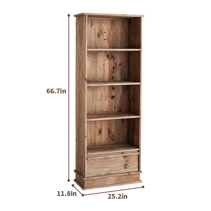 Bibliothèque rétro en bois de pin massif Burlywood