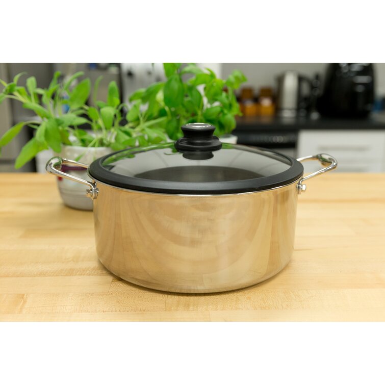 BergHOFF Graphite Non-Stick Ceramic Stockpot 8, 3.3qt. with Glass Lid, Sustainable Recycled Material