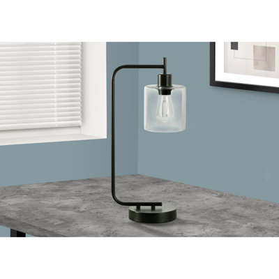 Lampe de table moderne avec port USB, abat-jour en métal et verre