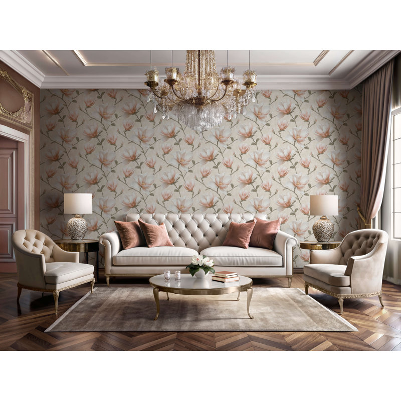 Papier peint Grand Magnolia, Orange