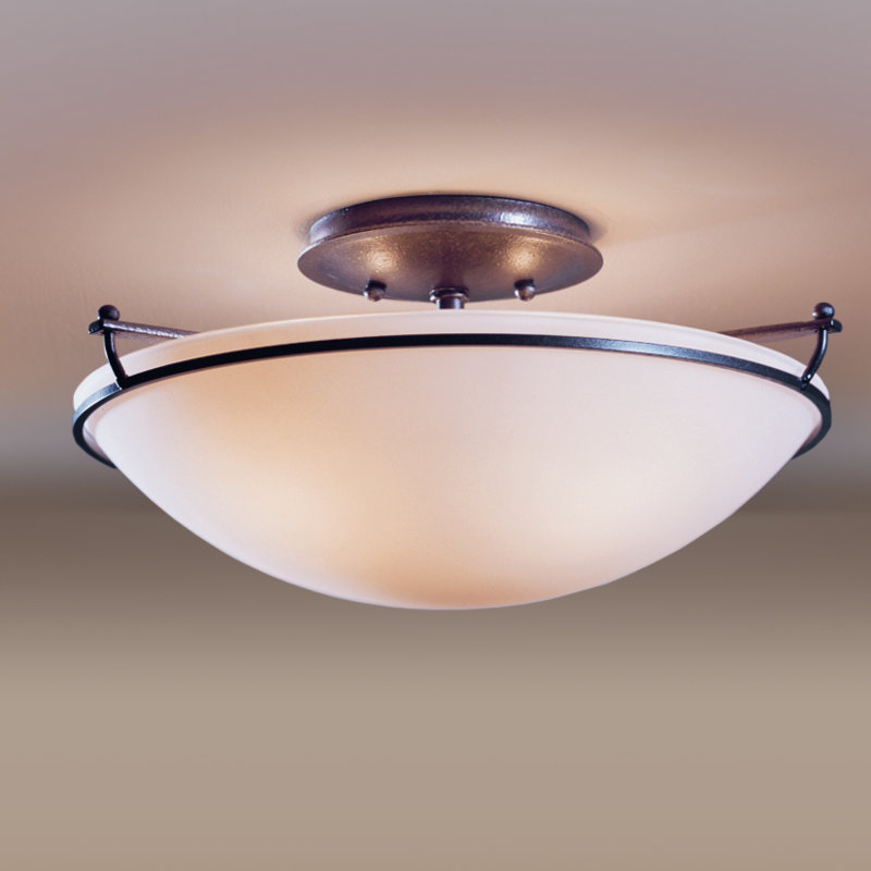 Simple Lines Bowl Semi Flush Mount, Natural Iron, 8.4" H x 17.2" W x 17.2" D, Sand