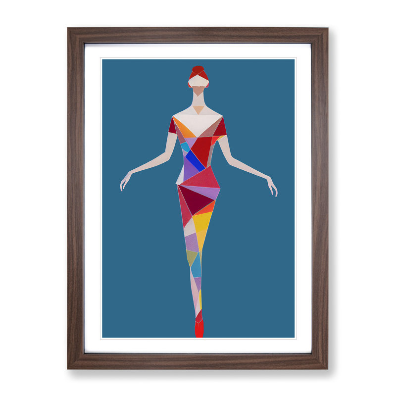 Abstract Ballerina No.1 - Single Picture Frame Print, 64cm H x 46cm W x 2cm D, Walnut