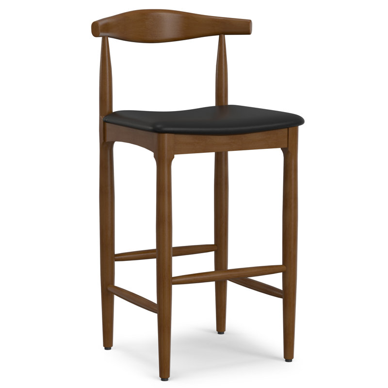 Tabouret de bar Mid-Century rembourré Molly, Siège noir / cadre brun