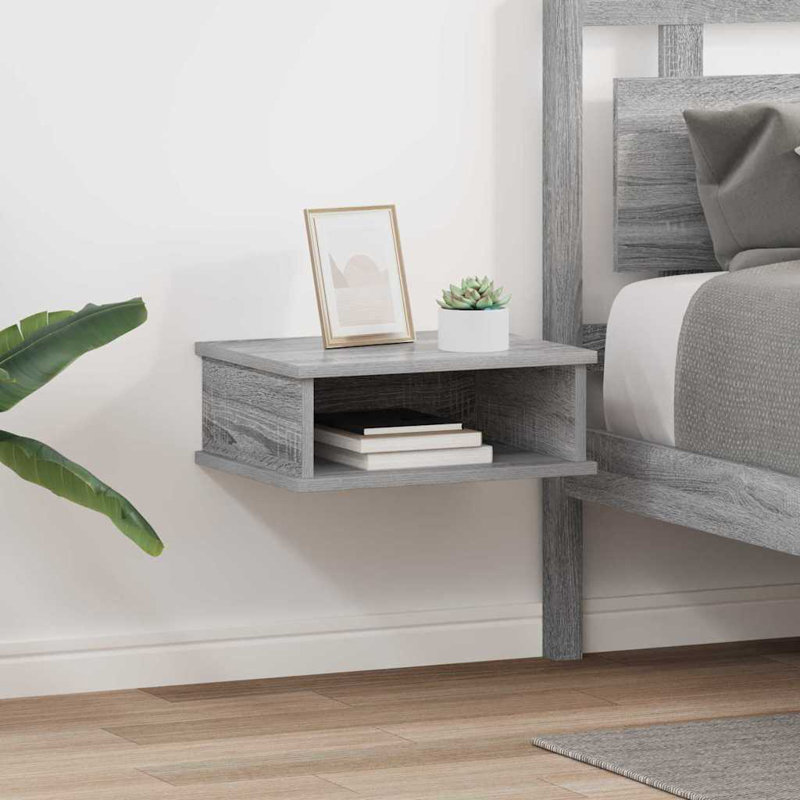 40cm W Manufactured Wood Bedside Table, Dark Grey