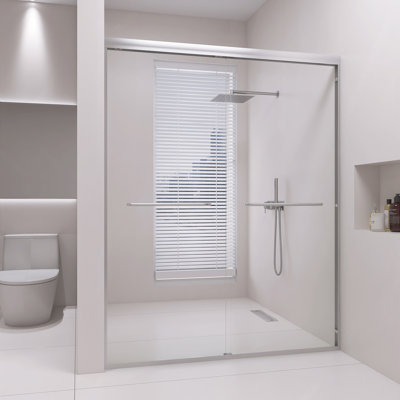 56 - 60" W X 72" H Semi-Frameless Double Sliding Shower Door With 1/4" (6Mm) Tempered Glass