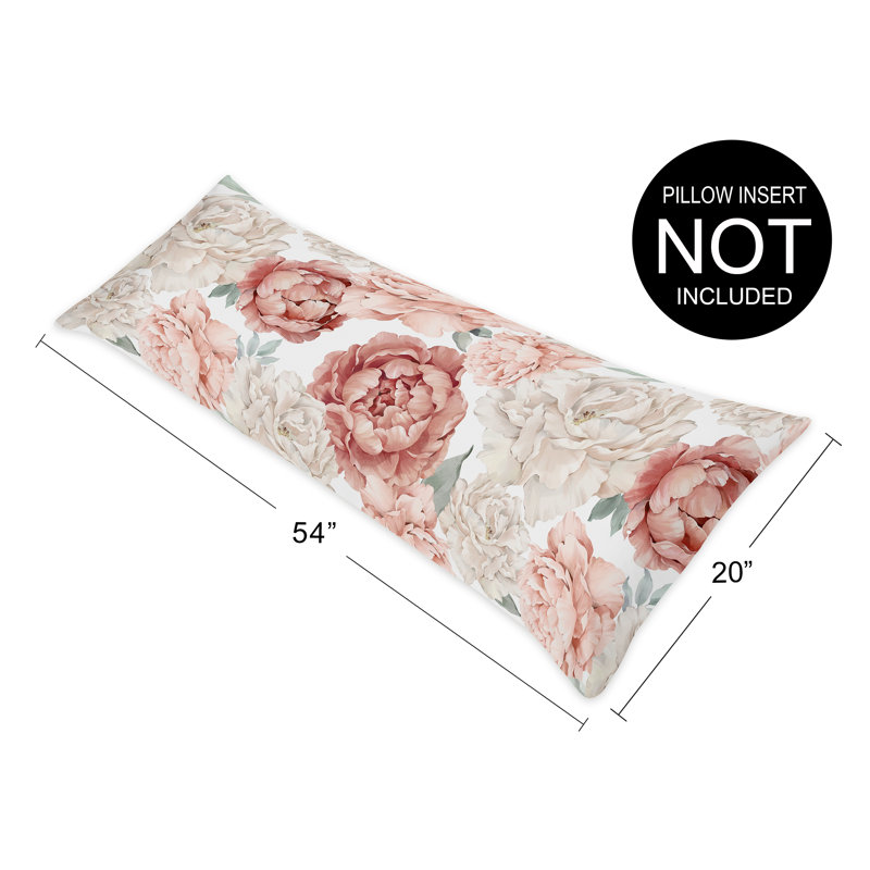 Taie d'oreiller pour le corps Peony Floral Garden rose et ivoire par Sweet Jojo Designs