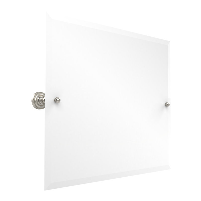 Metal Wall Mirror, 26" H x 21" W, Polished Nickel