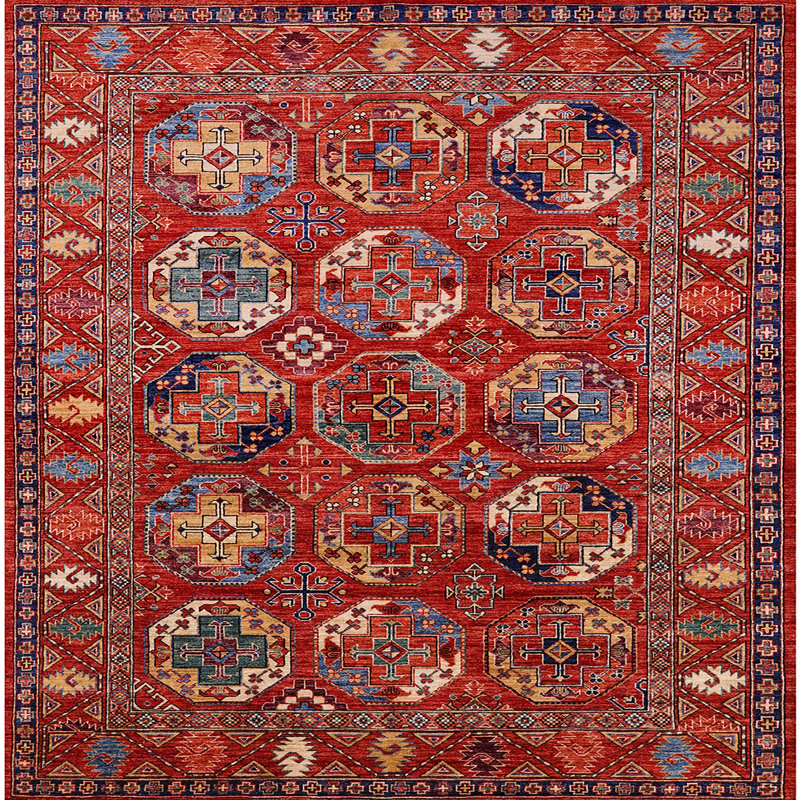 Tapis 100% Mid-Century moderne lavable à la machine 2352, Carré 4 pi