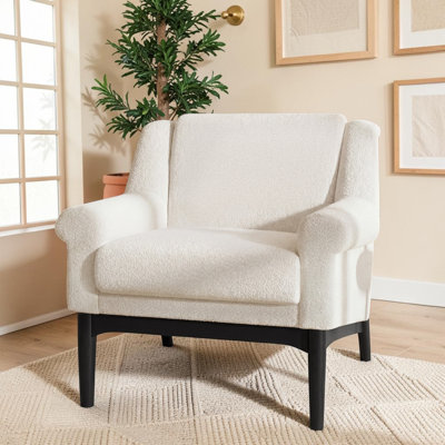 Chaise d'appoint rembourrée avec pieds en bois massif, fauteuil pour le salon