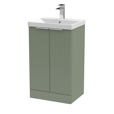 Fluted 500mm Single Bathroom Vanity with Drop In Vitreous China Basin