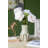 Decorative Ceramic Vase with Textured Ridged Design - 7" x 7" x 11.5" - Gold