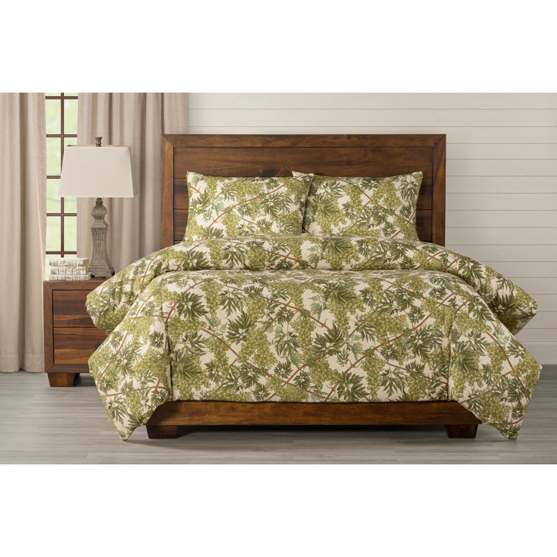 Grapevine Print Duvet Cover Set, California King Duvet Cover + 2 King Shams