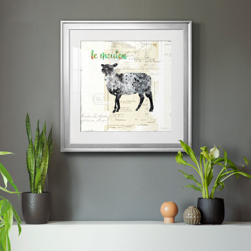 Golden Cuisine Sheep - reproduction encadrée sur papier, H 22,5 po x l 22,5 po x P 1,5 po, Argent