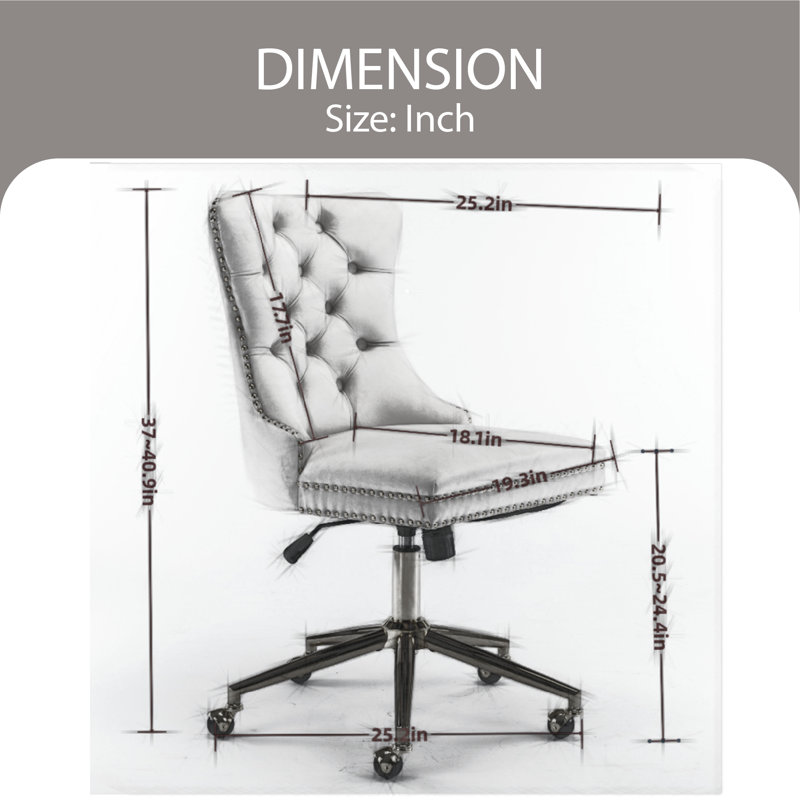 Greydis Velvet Task Chair, Beige
