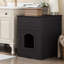 Enceinte de litière pour chat en bois massif avec table d'appoint et tiroir, caisse intérieure, table de chevet brune pour chats