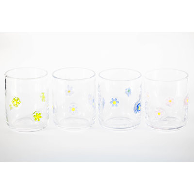 Ensemble de 4 verres à fleurs assortis