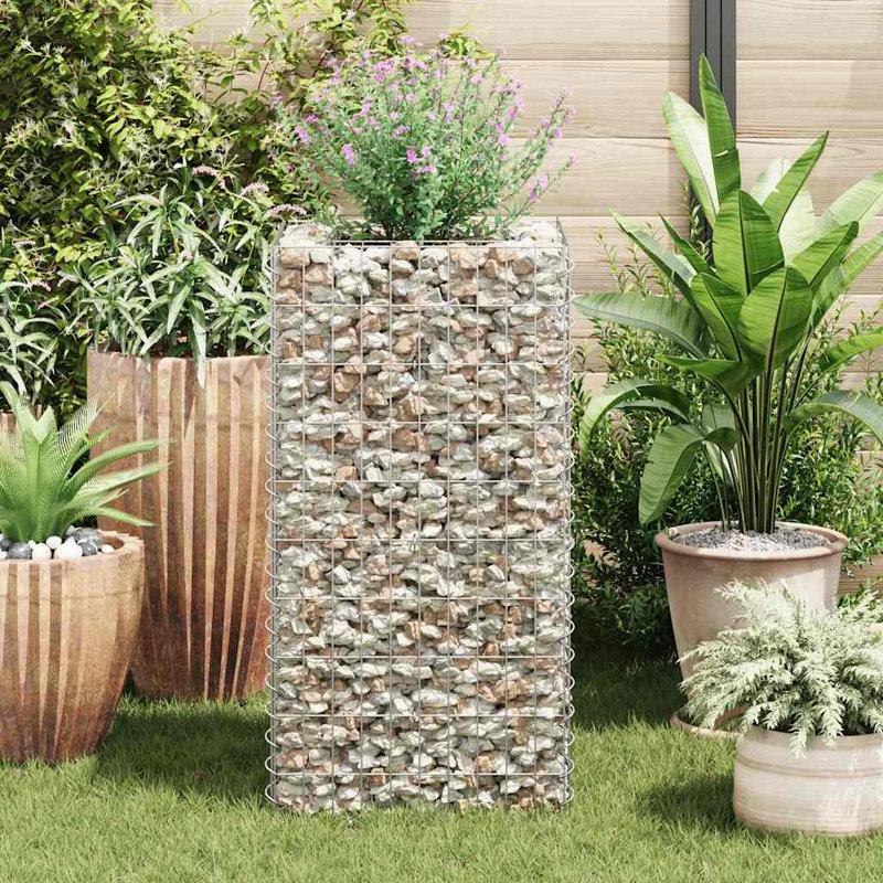 Gabion Raised Bed Silver Galvanized Steel Medium Garden Planter Outdoor Durable, 19.7" H x 19.7" W x 39.4" D