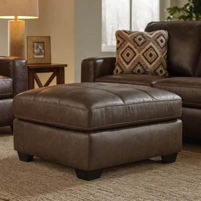 Repose-pieds surdimensionné Barl, coussin en similicuir moelleux, 36 pouces