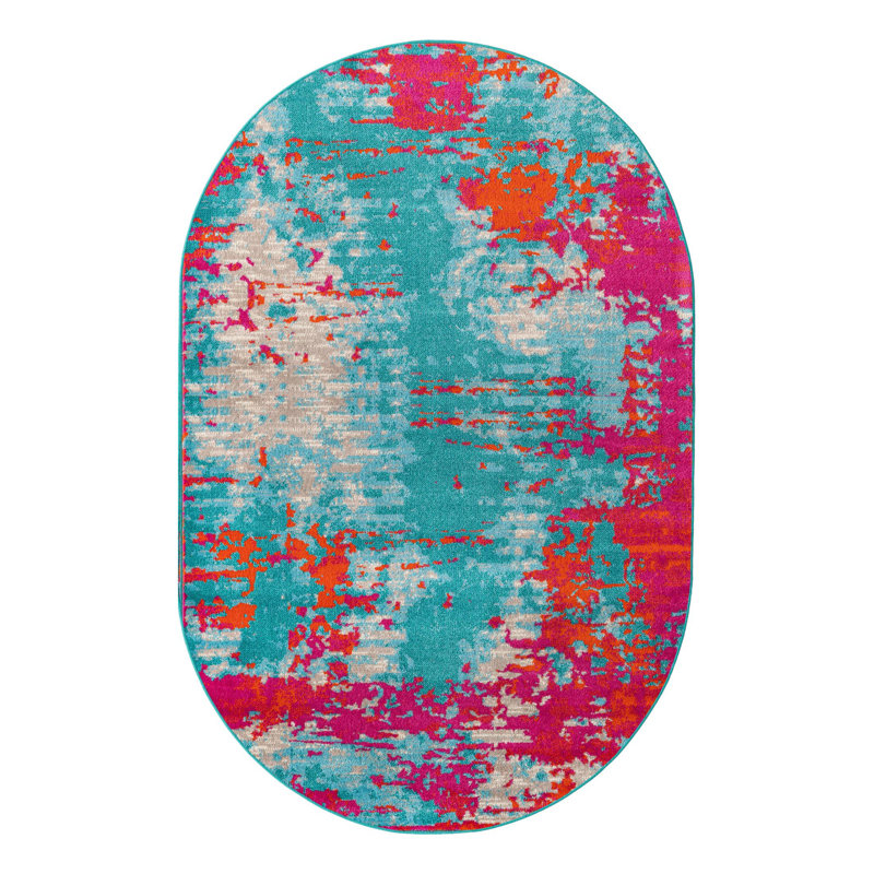 Abstract Indoor Rug, Oval 5'3" x 8'