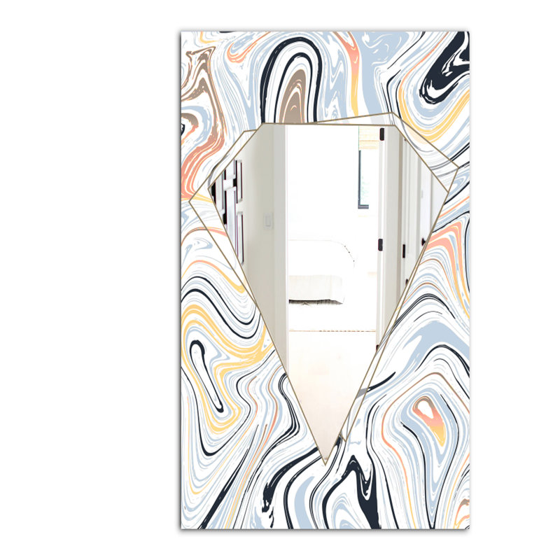 Miroir décoratif Marbré, H 39,4 po x l 29,5 po, White/Blue/Gray