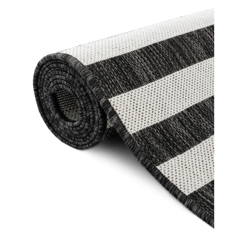 Finkelstein Striped Indoor / Outdoor Rug, Square 13'