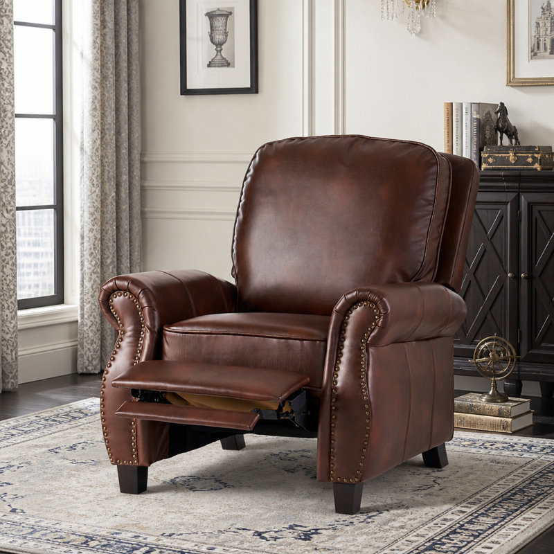 Fauteuil inclinable contemporain à pression en similicuir facile à nettoyer