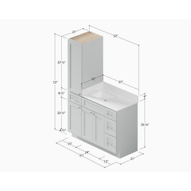 Ensemble de meuble-lavabo simple 51 po Disar, Gris