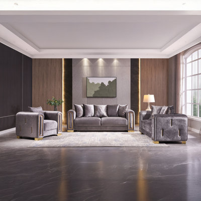 Foehr 3 - Piece Velvet Living Room Set by Everly Quinn