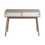Table d'entrée avec 2 portes coulissantes blanches, console avec espace de rangement et pieds en bois, table de canapé derrière le canapé pour le couloir, salon, couleur naturelle