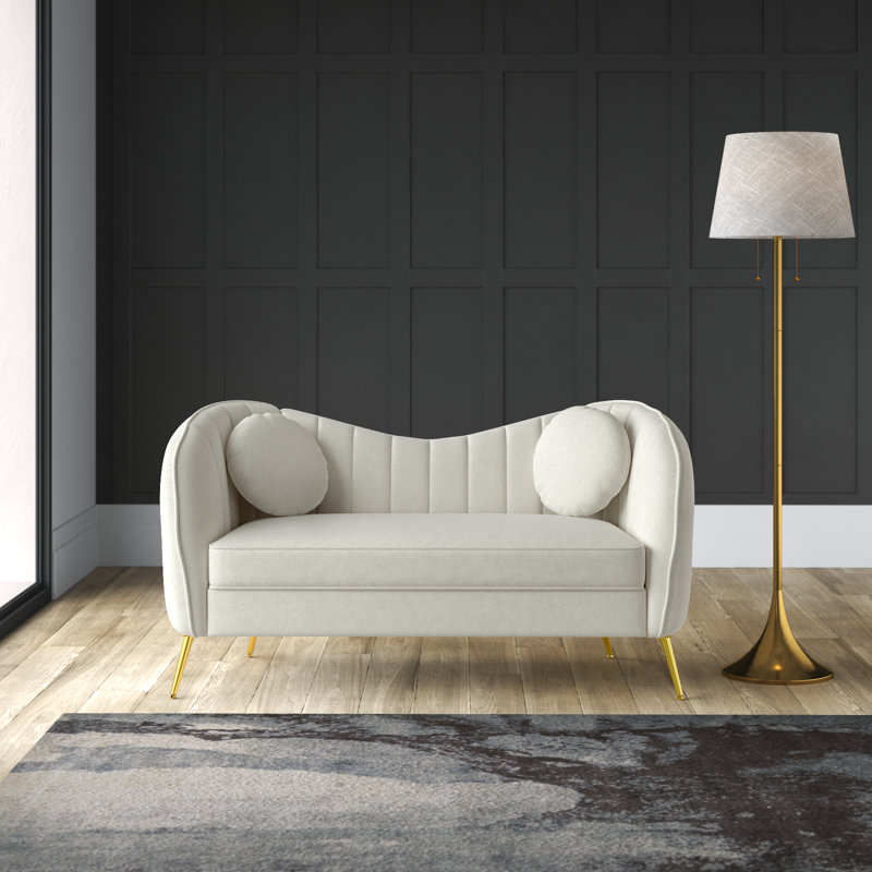 Sidwell Upholstered 64.6'' Loveseat, Beige Polyester