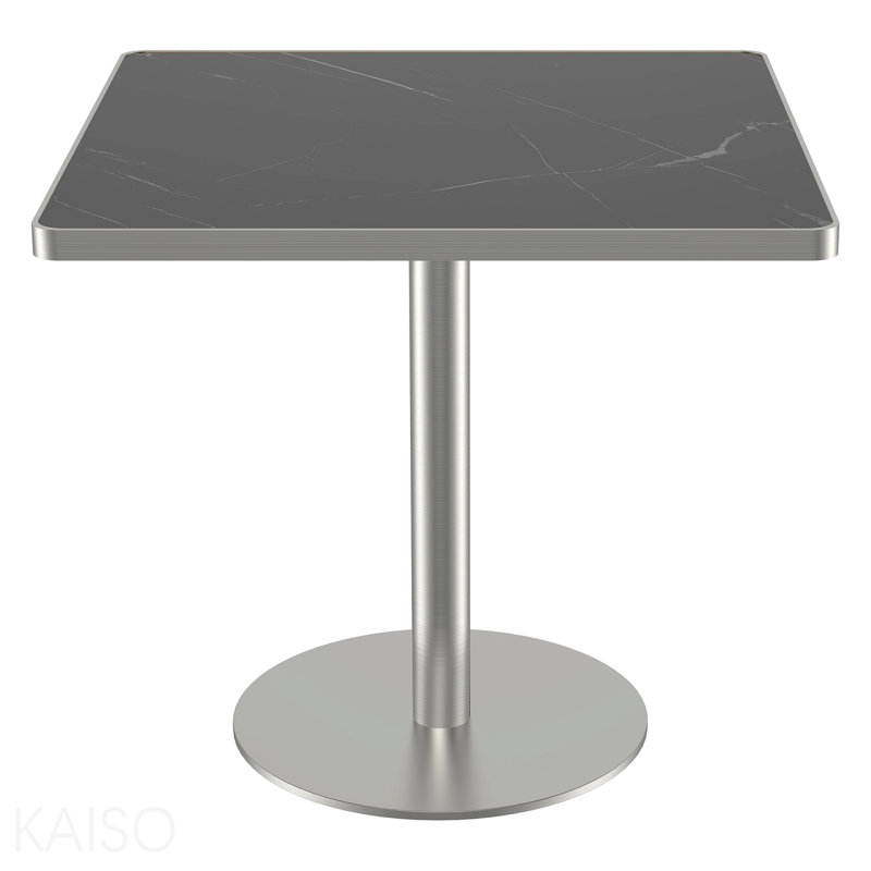 Table carrée bistro moderne tulipe 31,5 pouces avec plateau en faux marbre, facile à assembler, structure en métal robuste